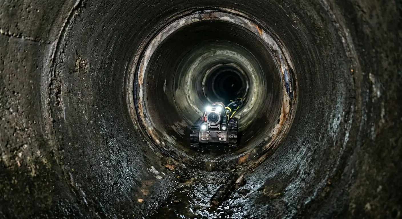 Robotic sewer camera inspecting pipe interior for Drain Snake Service in Blackhawk